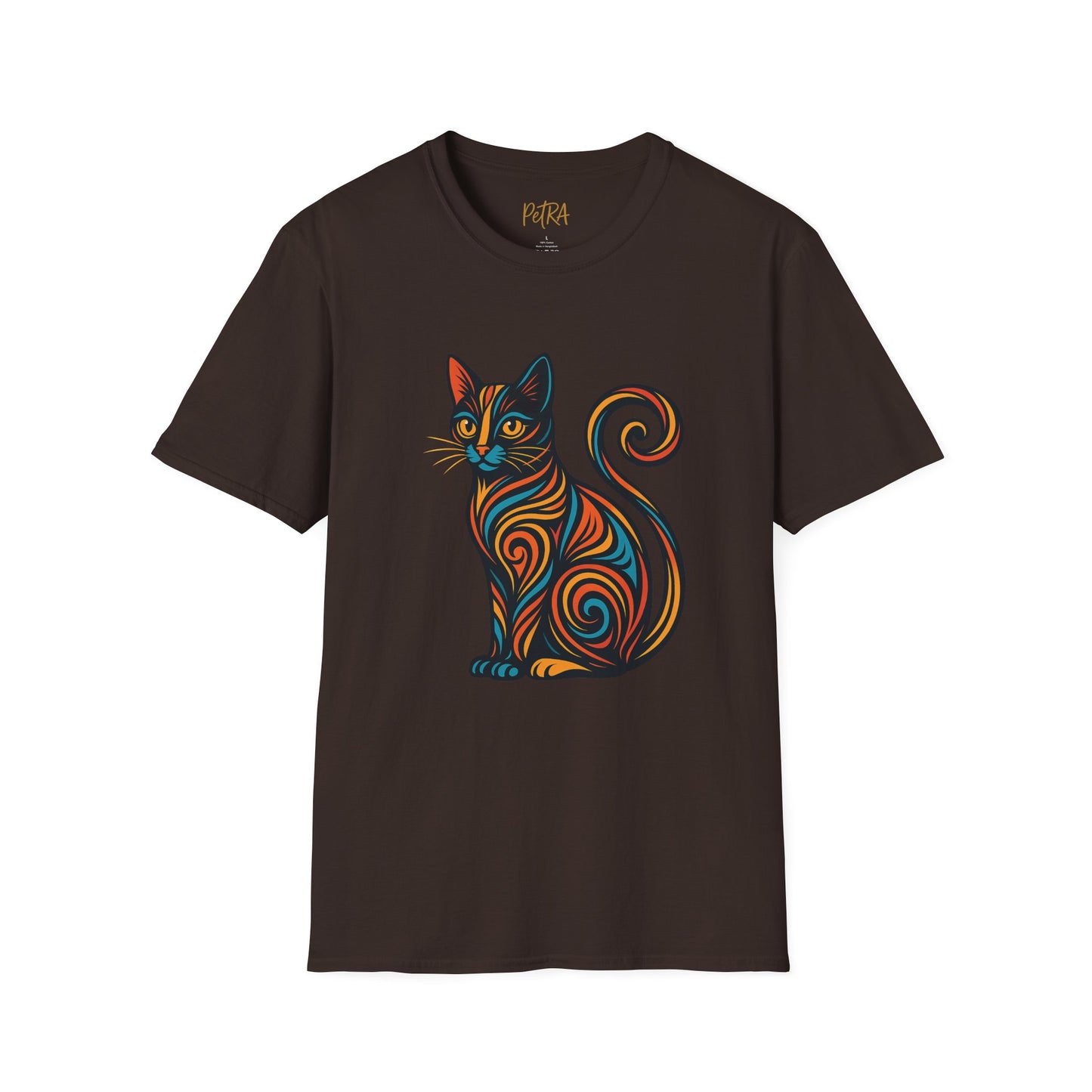 Cat Tee – Tribal Neon Swirl Design – Unisex Fit