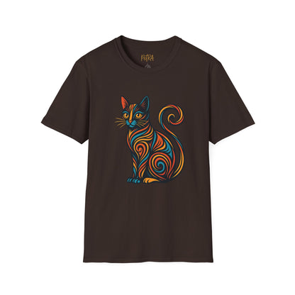 Cat Tee – Tribal Neon Swirl Design – Unisex Fit