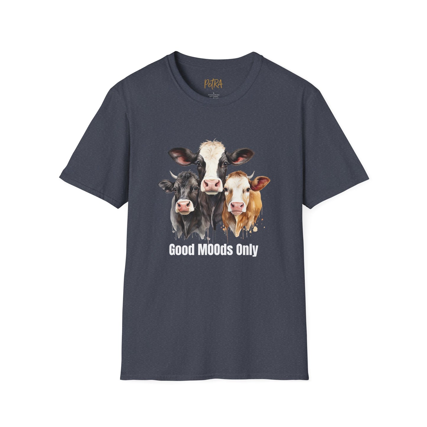 Cow Trio Tee – 'Good MOODs Only' Funny Farm Quote – Unisex Fit