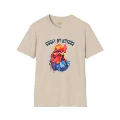 Rooster Tee – 'Cocky by Nature' Splash Art Design – Unisex Fit