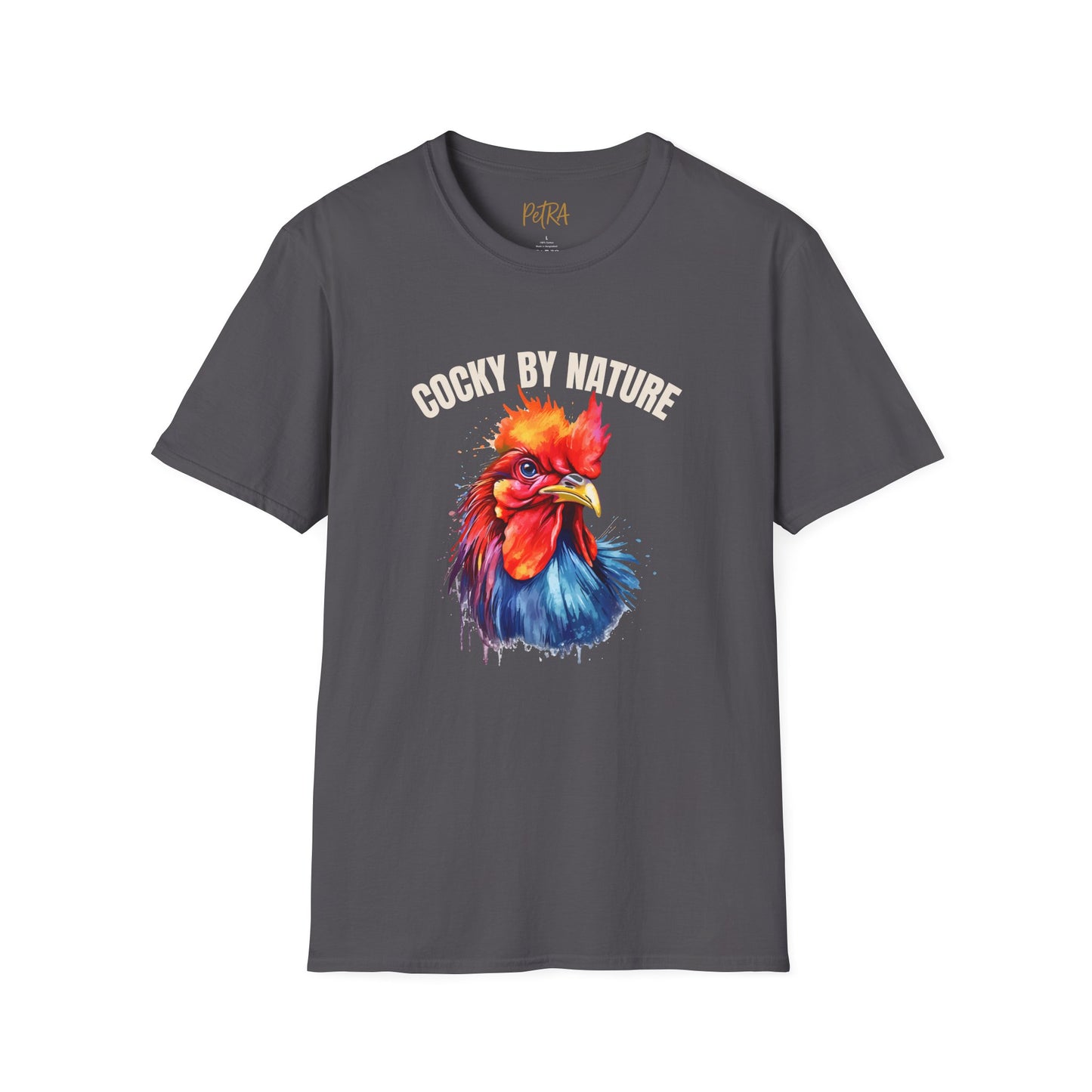 Rooster Tee – 'Cocky by Nature' Splash Art Design – Unisex Fit