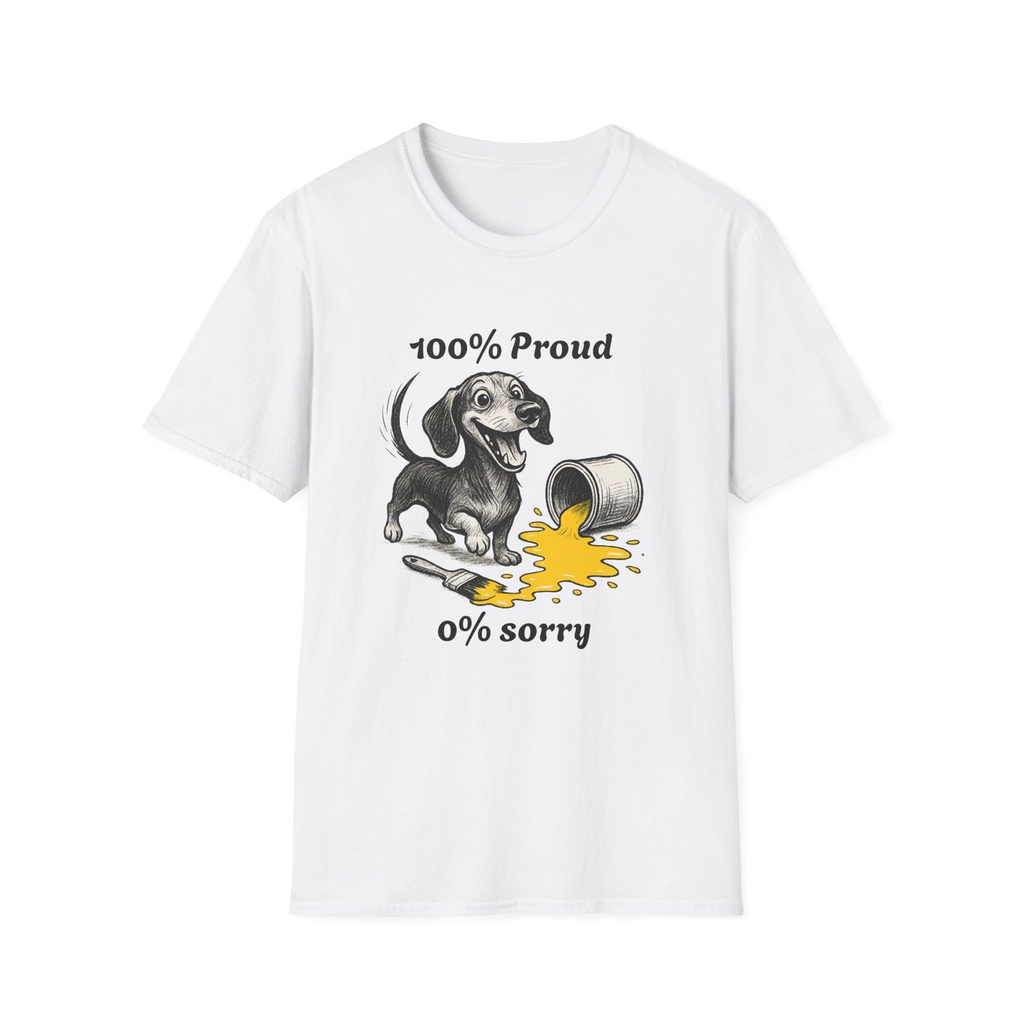 Dachshund Tee – '100% Proud, 0% Sorry' Quote – Unisex Fit
