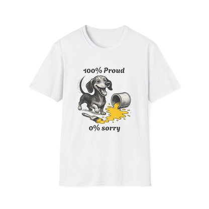 Dachshund Tee – '100% Proud, 0% Sorry' Quote – Unisex Fit