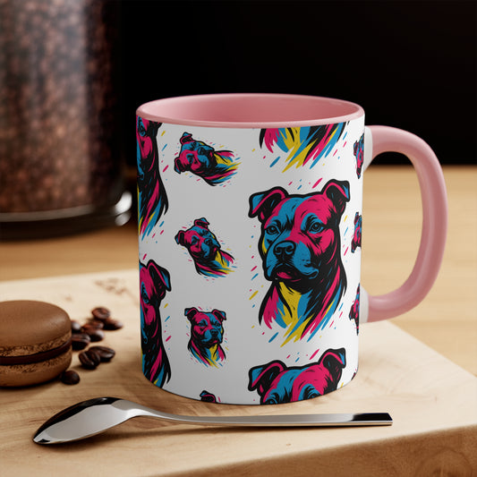 Staffy Mug – 'Neo Pop Repeat' Bold Color Pattern – 11oz