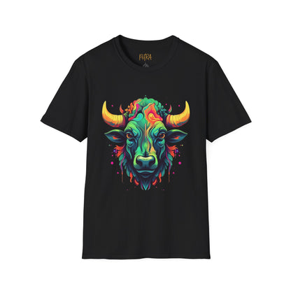 Bull Head Tee – 'Neon Country' Art Design – Unisex Fit