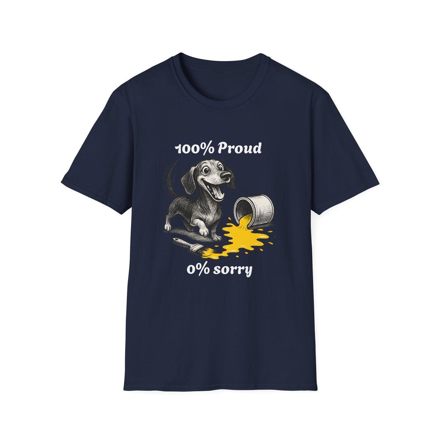 Dachshund Tee – '100% Proud, 0% Sorry' Quote – Unisex Fit