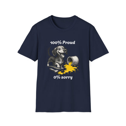 Dachshund Tee – '100% Proud, 0% Sorry' Quote – Unisex Fit