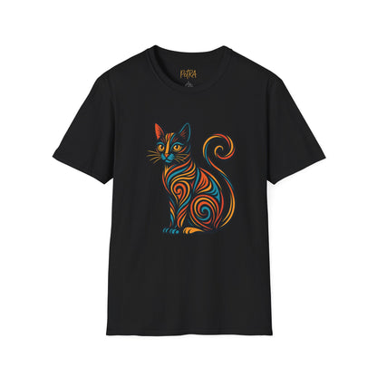 Cat Tee – Tribal Neon Swirl Design – Unisex Fit