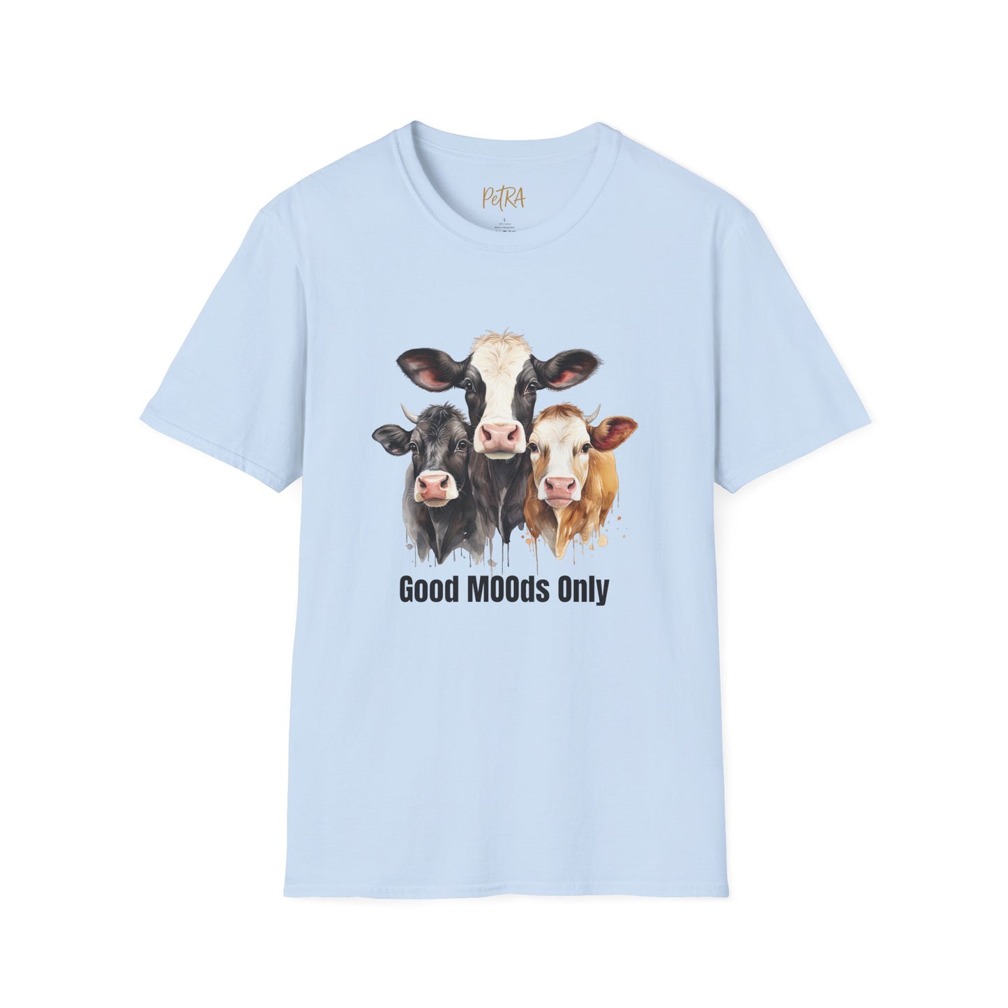Cow Trio Tee – 'Good MOODs Only' Funny Farm Quote – Unisex Fit