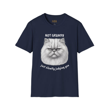 Persian Cat Tee – 'Not Grumpy, Just Judging' Quote – Unisex Fit