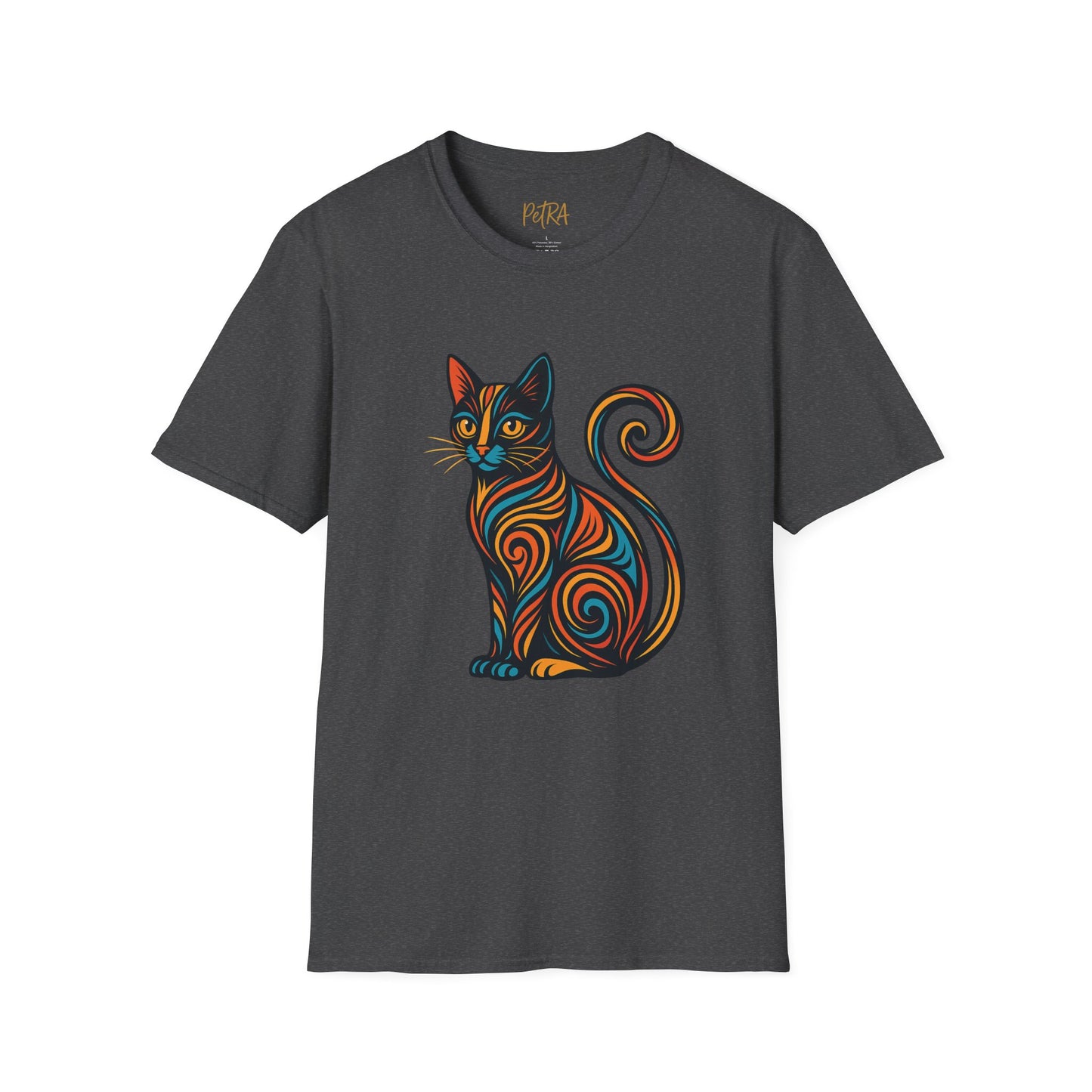 Cat Tee – Tribal Neon Swirl Design – Unisex Fit
