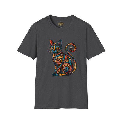 Cat Tee – Tribal Neon Swirl Design – Unisex Fit