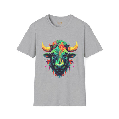 Bull Head Tee – 'Neon Country' Art Design – Unisex Fit