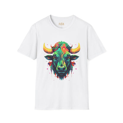 Bull Head Tee – 'Neon Country' Art Design – Unisex Fit