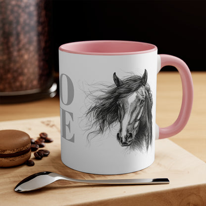 LOVE Horse Mug – Soft Script & Sketch Design – 11oz
