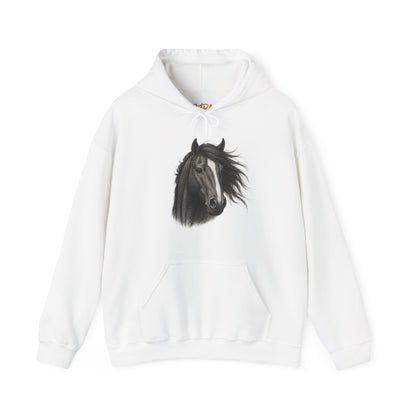 Horse Hoodie – 'Windblown Grace' Sketch Portrait Design – Unisex Fit