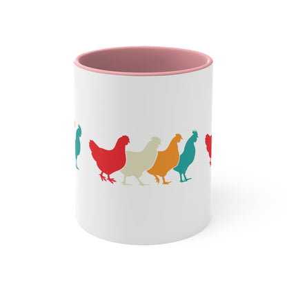 Retro Chicken Mug – Multicolour Farm Silhouette Design – 11oz