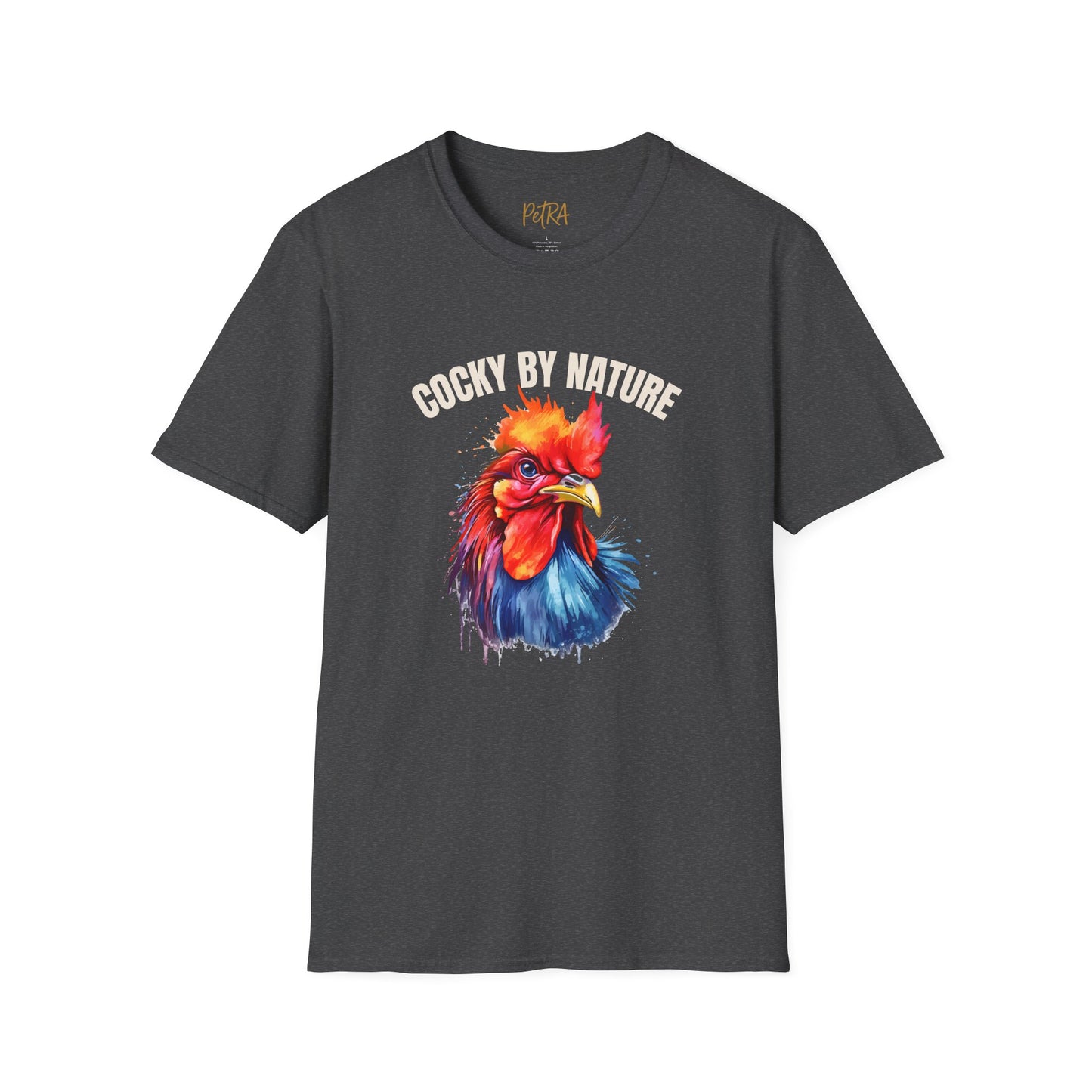 Rooster Tee – 'Cocky by Nature' Splash Art Design – Unisex Fit