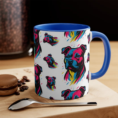 Staffy Mug – 'Neo Pop Repeat' Bold Color Pattern – 11oz
