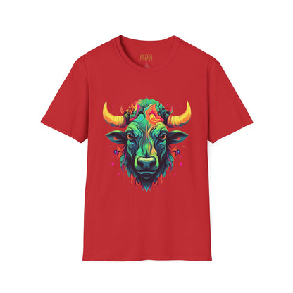 Bull Head Tee – 'Neon Country' Art Design – Unisex Fit