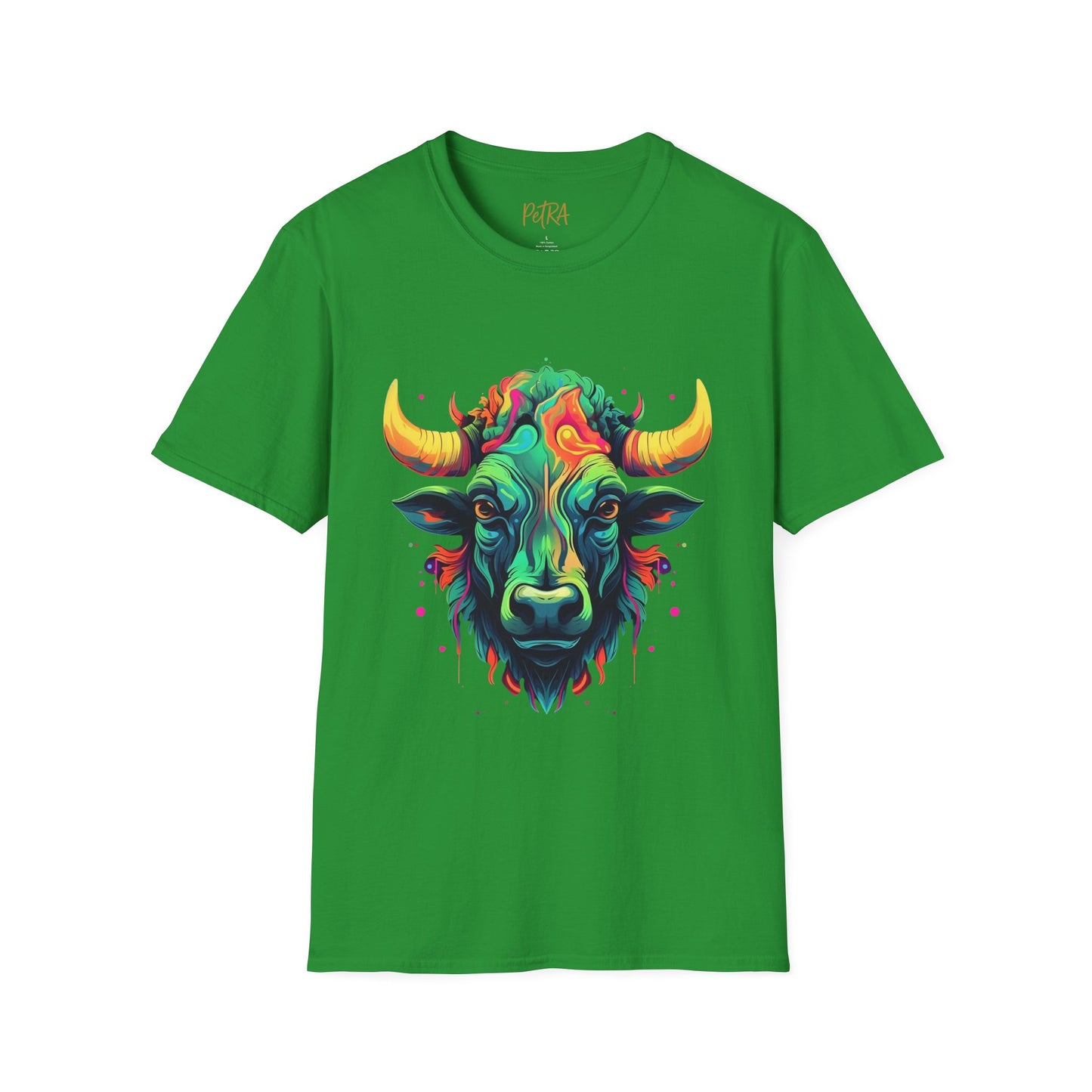 Bull Head Tee – 'Neon Country' Art Design – Unisex Fit