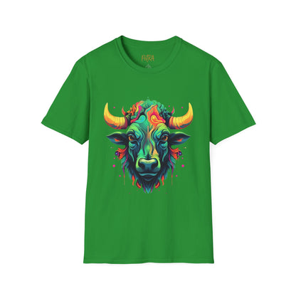 Bull Head Tee – 'Neon Country' Art Design – Unisex Fit