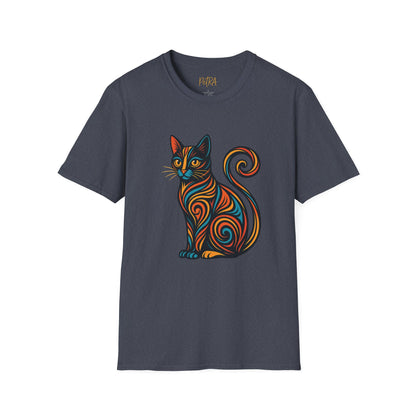 Cat Tee – Tribal Neon Swirl Design – Unisex Fit