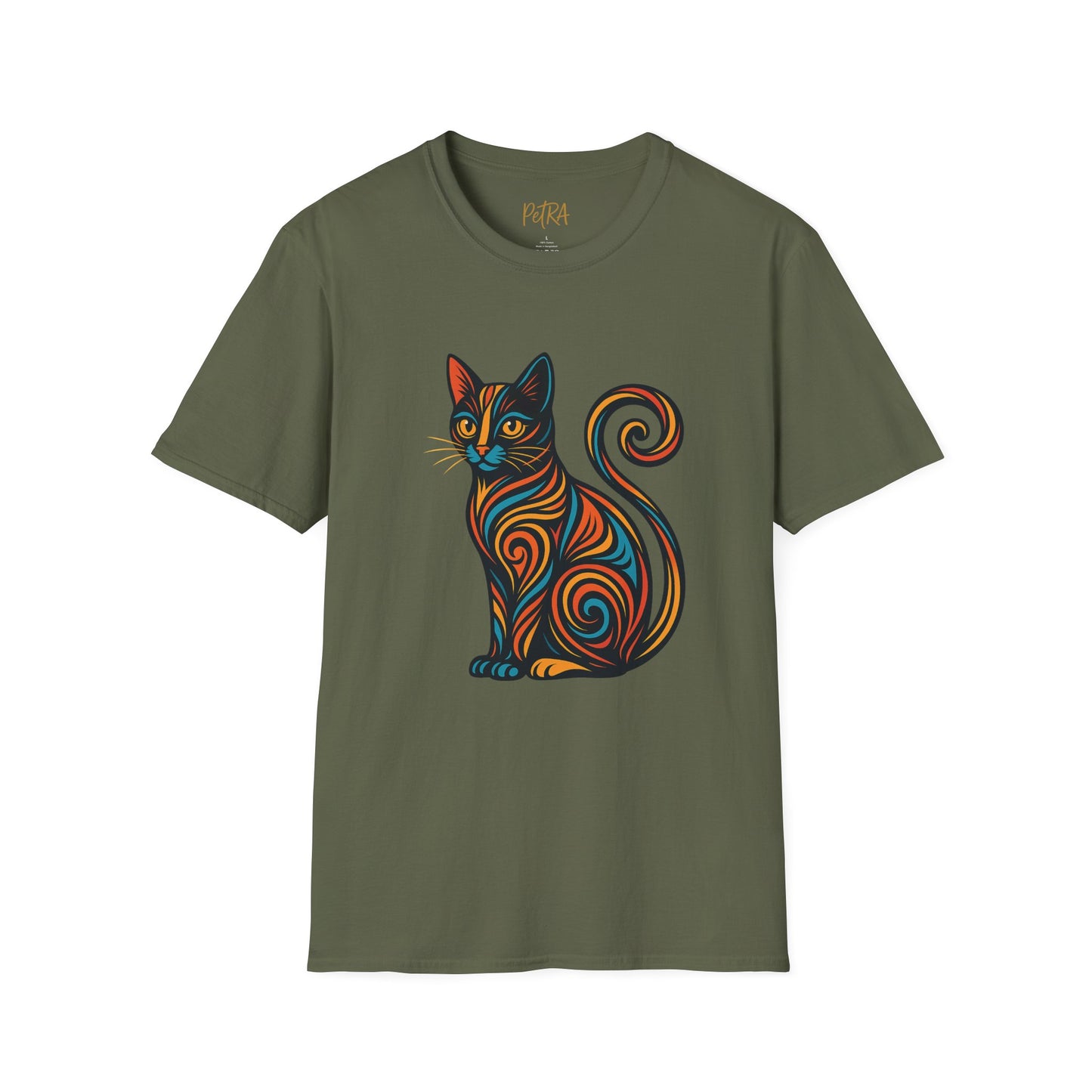Cat Tee – Tribal Neon Swirl Design – Unisex Fit