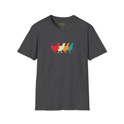 Chicken Parade Tee – Retro Silhouette Farm Design – Unisex Fit