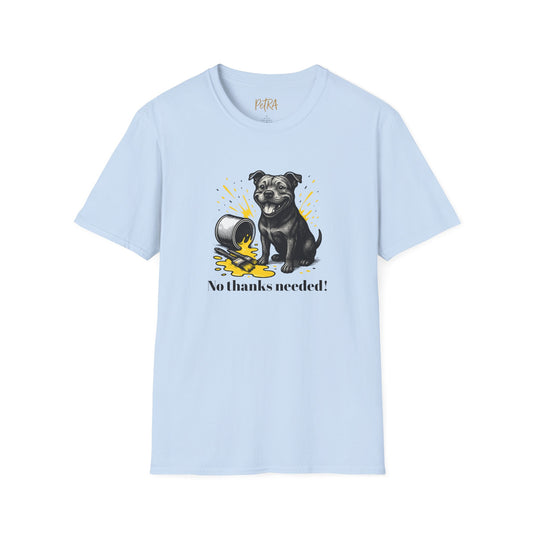 Staffy Tee – 'No Thanks Needed' Grinning Design – Unisex Fit