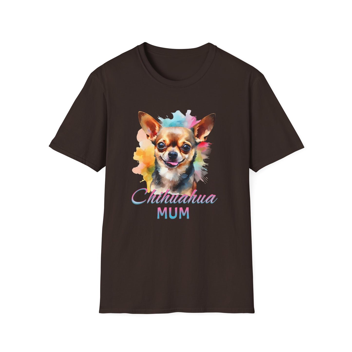 Chihuahua Tee – 'Chihuahua Mum' Watercolor Splash Design – Unisex Fit