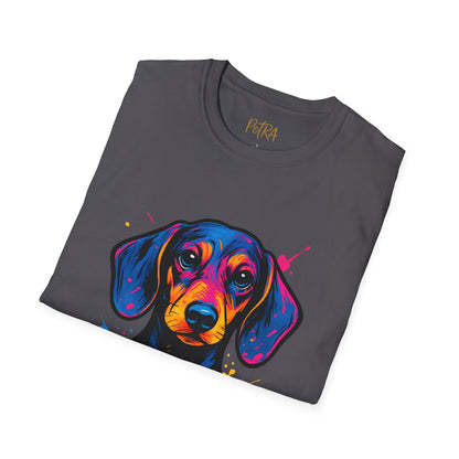 Dachshund T Shirt – Neo Pop Art Head Portrait – Unisex Fit