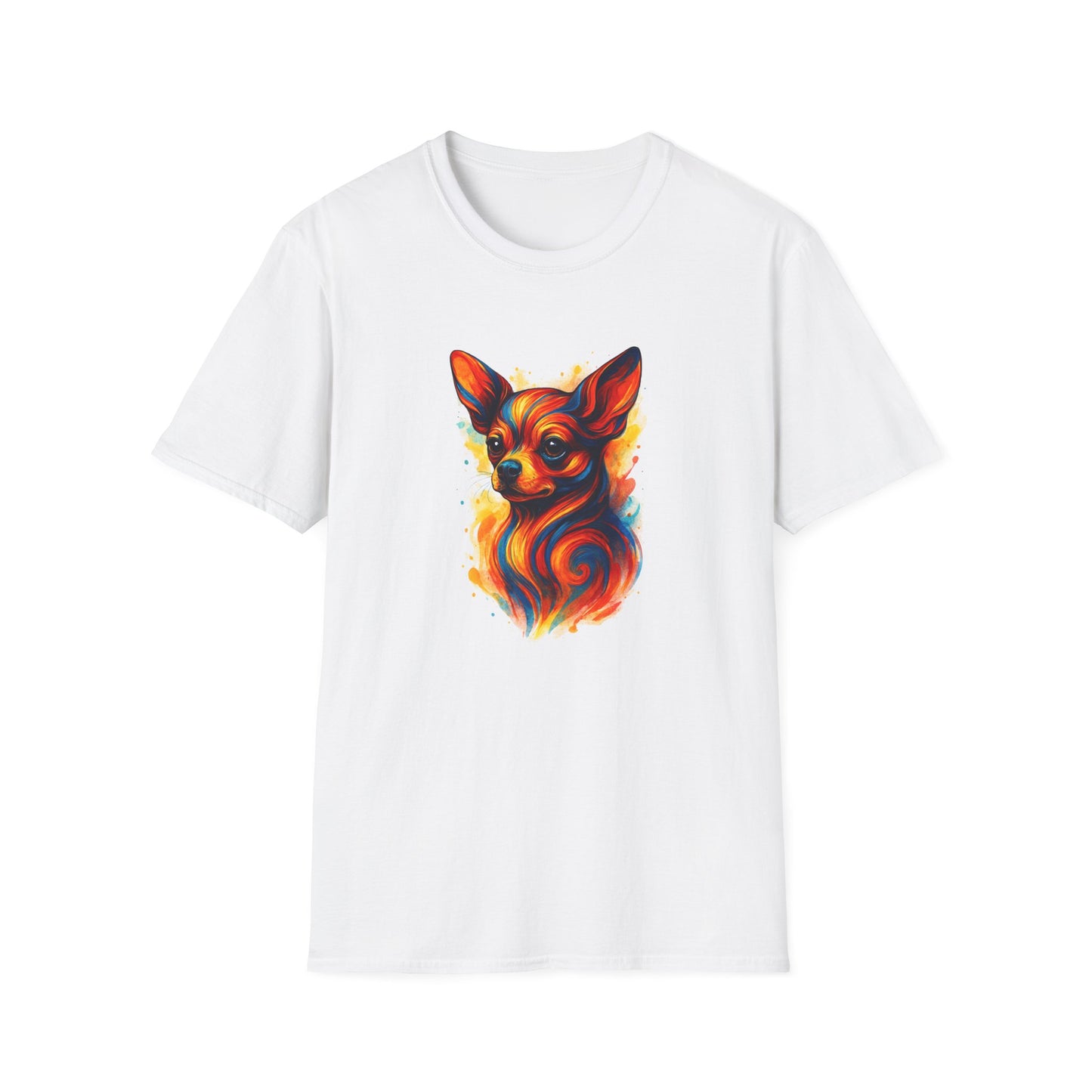 Chihuahua T Shirt – Vibrant Swirl Portrait (Red/Orange Series) – Unisex Fit