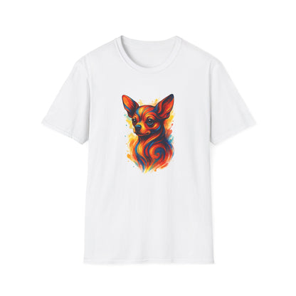 Chihuahua T Shirt – Vibrant Swirl Portrait (Red/Orange Series) – Unisex Fit